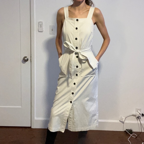 Universal Threads, Button Up Tie waist Dress, White/Cream colored Size Small - Picture 3 of 7